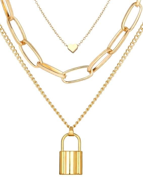 Naszyjnik KŁÓDKA ŁAŃCUCH serce punk metalowy