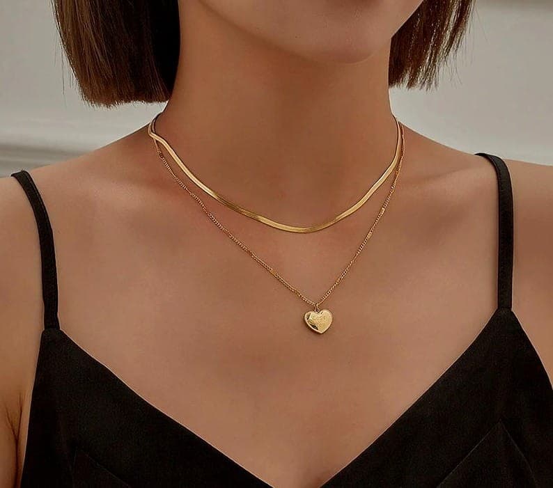 Naszyjnik pozłacany Stal chirurgiczna serce Love serduszko