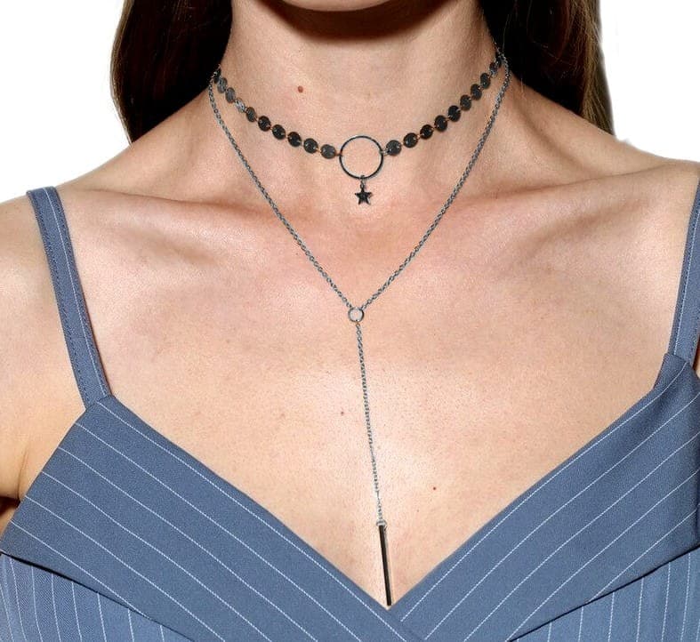 NASZYJNIK CHOKER DELIKATNY Z GWIAZDKĄ