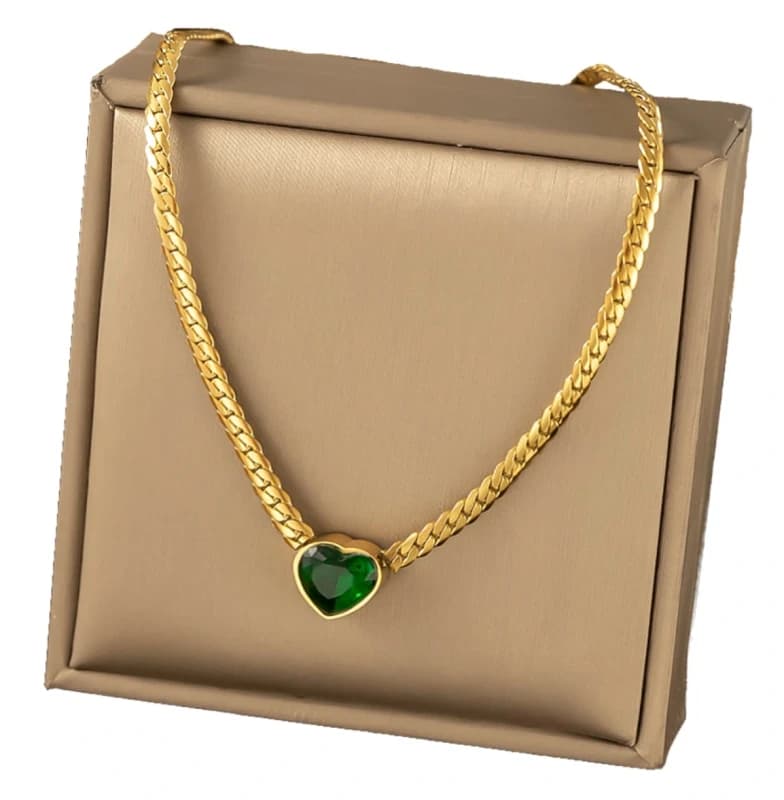 Złoty naszyjnik stal chirurgiczna serce łańcuch pozłacany