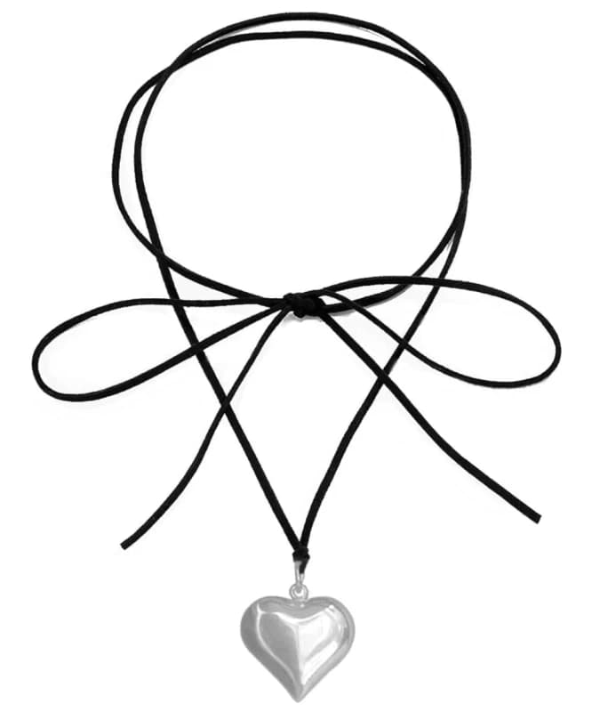 Naszyjnik choker wpadający wiązany wisiorek serce długi